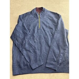 Tommy Bahama Reversible Quarter Zip Pullover Heather Blue Burgundy Cotton XL